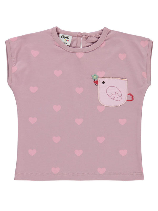 Civil Baby Kuş Baskılı 6-18 Ay Takım - Pembe