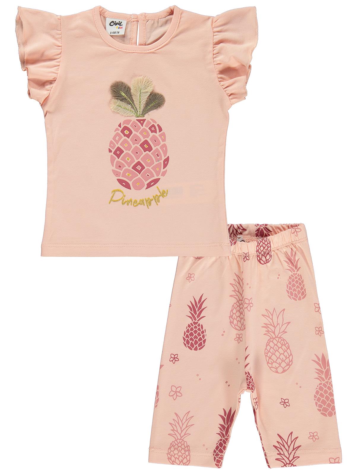 Civil Baby Ananas Baskılı 6-18 Ay Takım - Pudra