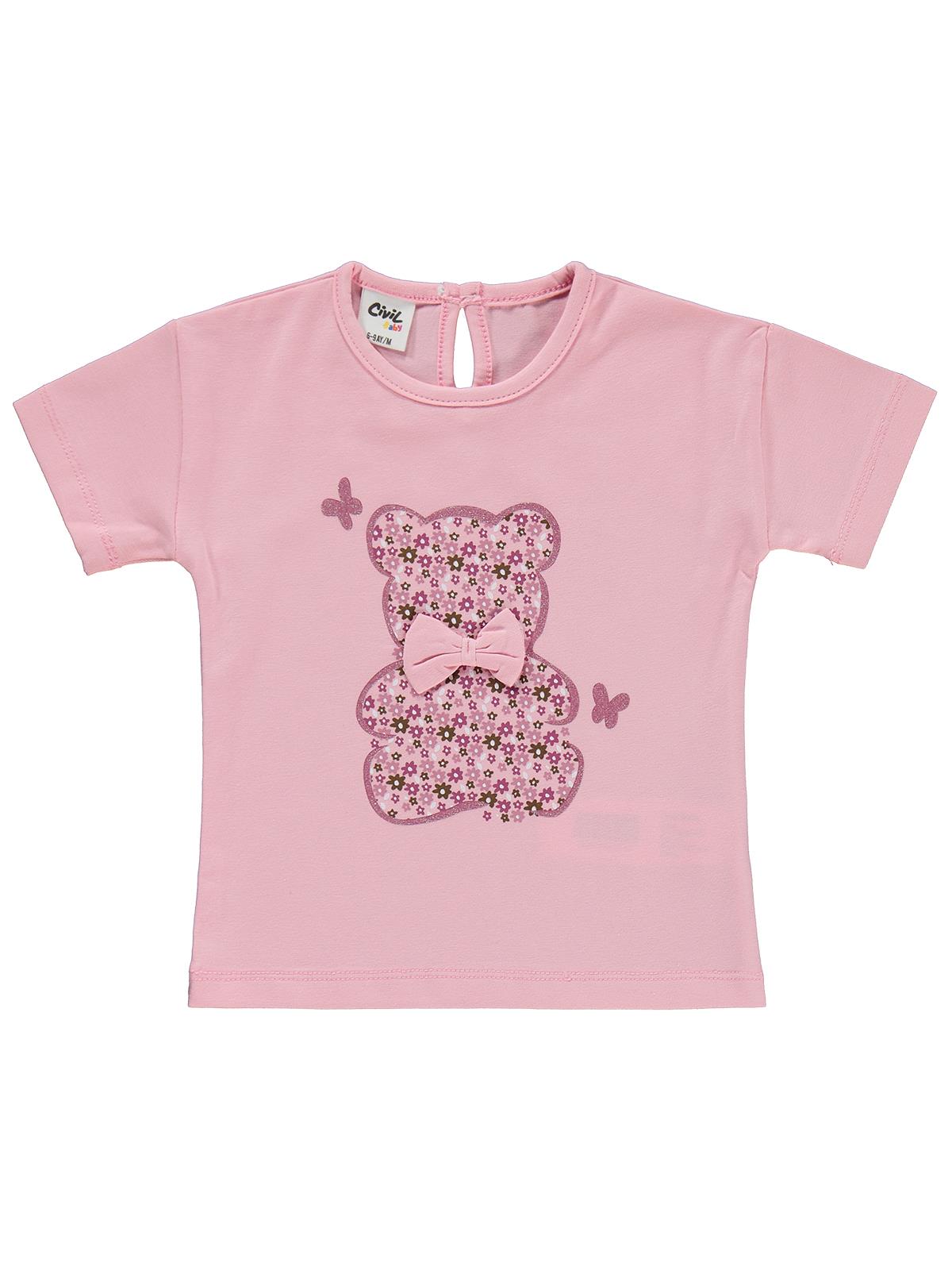 Civil Baby Ayıcık Baskılı Fiyonklu 6-18 Ay Takım - Pembe