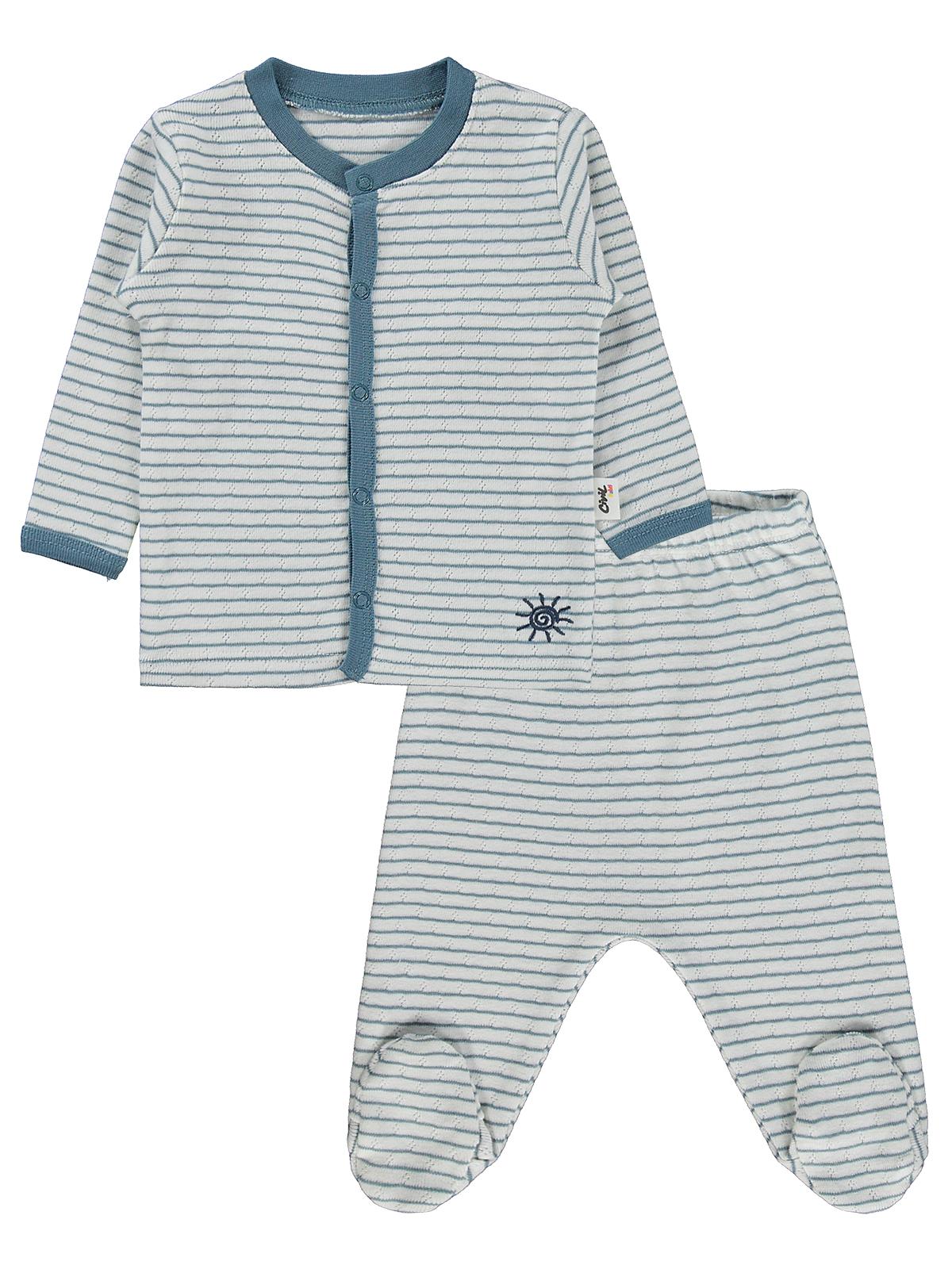 Civil Baby Çizgili 1-9 Ay Pijama Takımı - Ekru