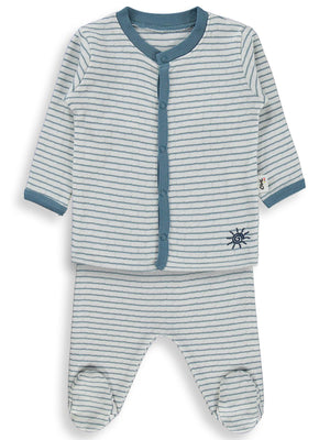 Civil Baby Çizgili 1-9 Ay Pijama Takımı - Ekru