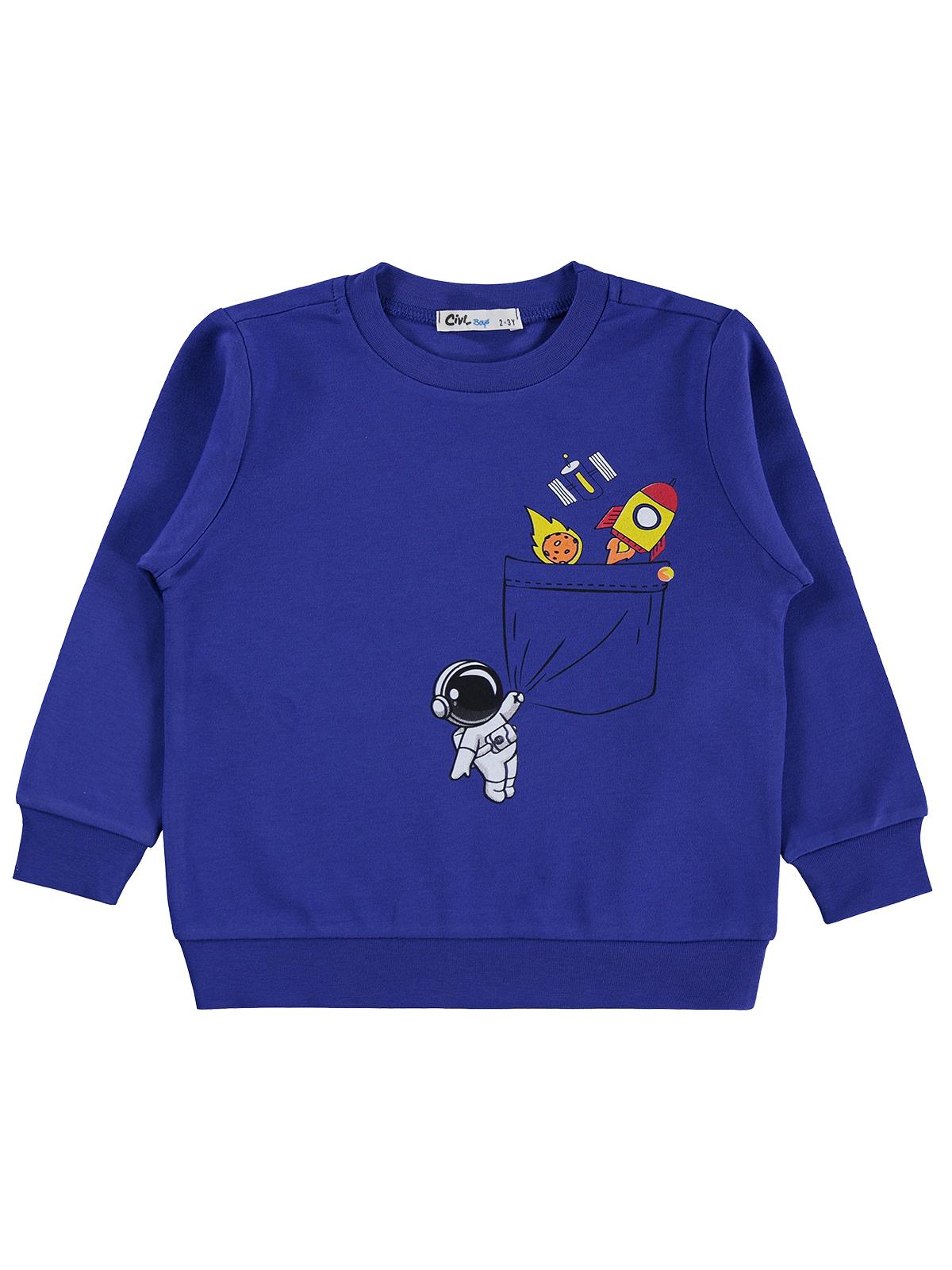Civil Boys Astronot Baskılı 2-5 Yaş Sweatshirt Km - Mavi