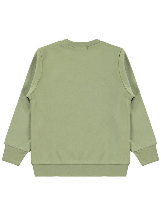 Civil Erkek Çocuk Cool Baskılı Sweatshirt Km | İnterlok Uzun Kol | Okul Kreş ve Günlük Kullanım - Haki