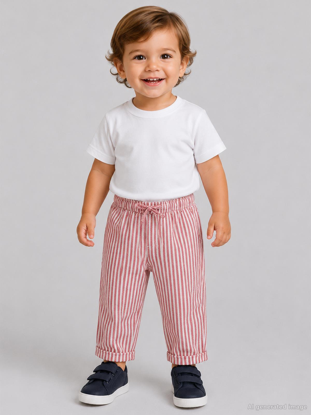 Civil Baby Çizgili 6-18 Ay Pantolon - Kırmızı