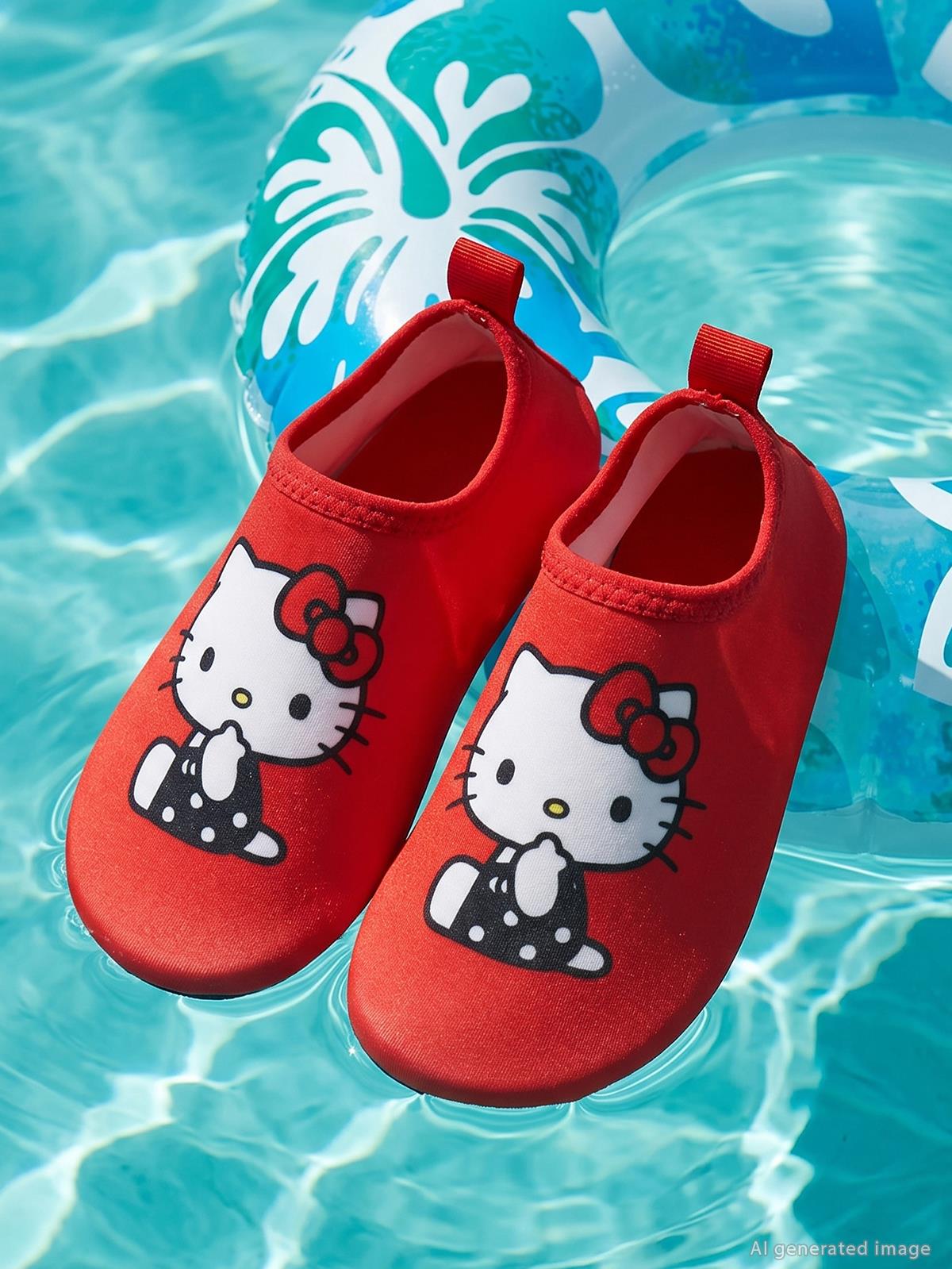 Hello Kitty Baskılı Tabanlı 26-30 Numara Deniz Ayakkabısı - Kırmızı