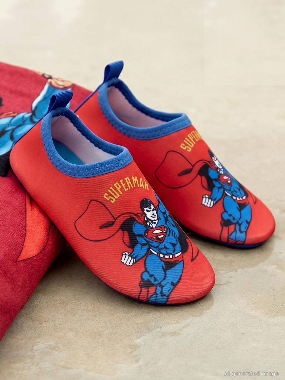 Superman Baskılı Tabanlı 26-30 Numara Deniz Ayakkabısı - Kırmızı