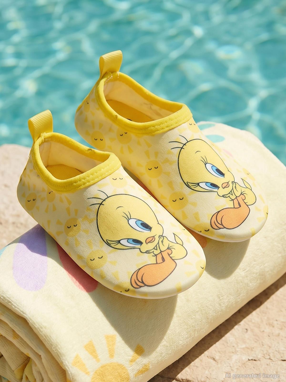 Tweety Baskılı Tabanlı 20-24 Numara Deniz Ayakkabısı - Sarı
