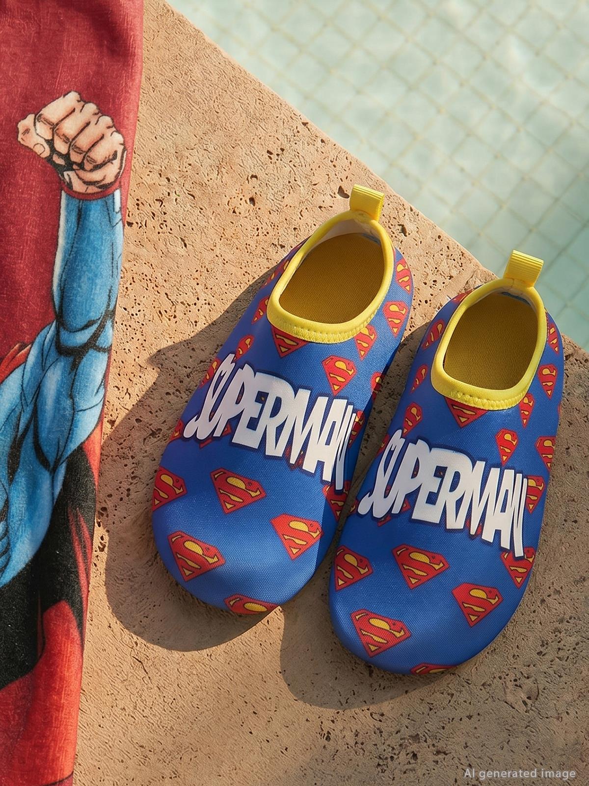 Superman Baskılı Tabanlı 32-36 Numara Deniz Ayakkabısı - Mavi