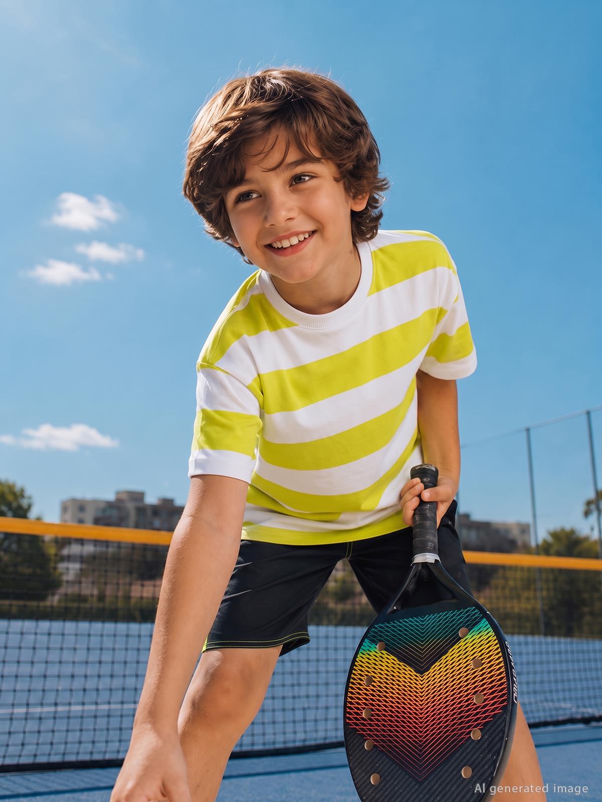 Civil Boys Basic Çizgili 6-9 Yaş Tişört - Sarı