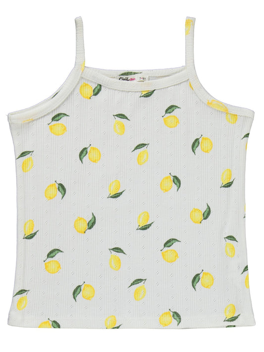 Civil Girls Limon Desenli Şortlu 10-13 Yaş Pijama Takımı - Kırık Beyaz