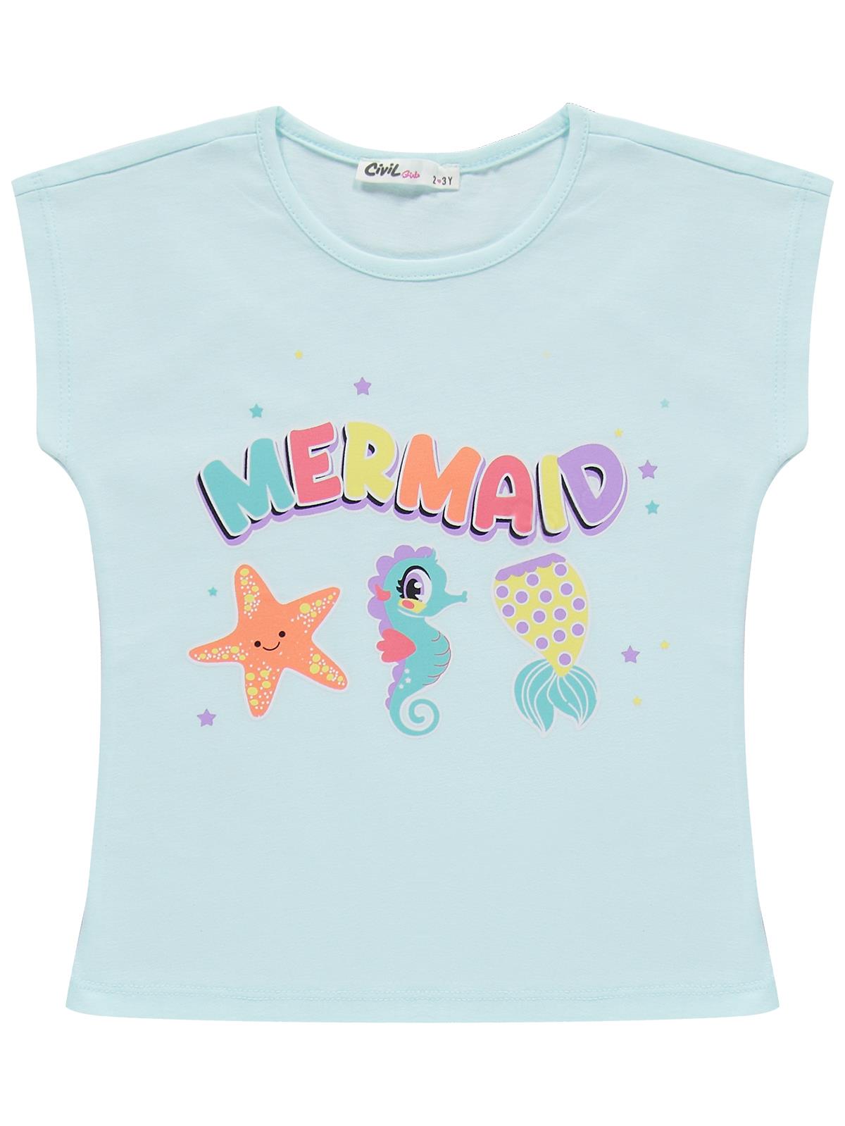 Civil Girls Mermaid Baskılı 2-5 Yaş Pijama Takımı - Yeşil