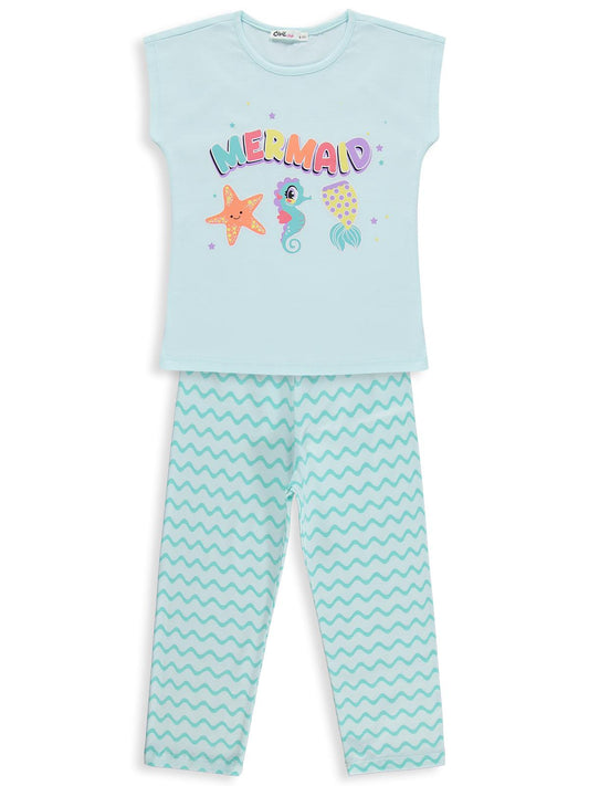 Civil Girls Mermaid Baskılı 10-13 Yaş Pijama Takımı - Yeşil