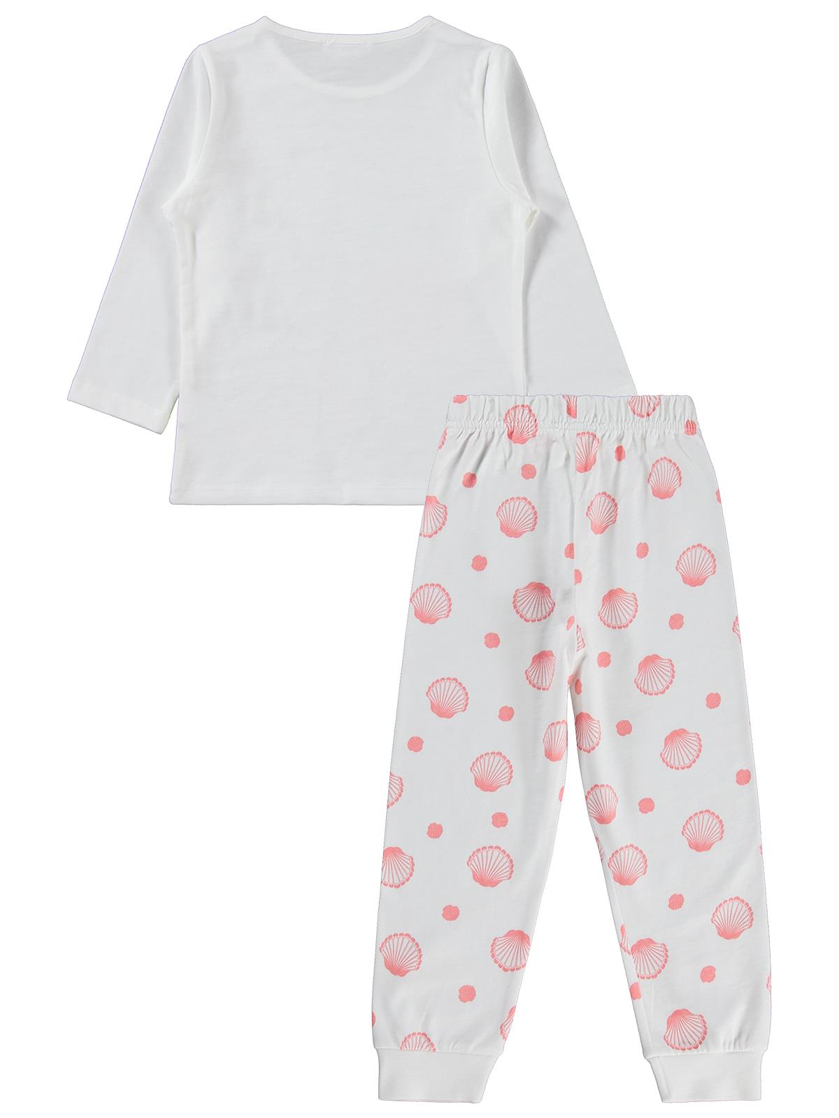 Civil Girls Kız Çocuk Deniz Kabuğu Desenli Pijama Takımı | Süprem Uzun Kol | Okul Kreş ve Günlük Kullanım - Kırık Beyaz