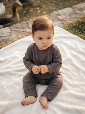 Civil Baby Palmiye Nakışlı 3-12 Ay Tulum - Kahverengi