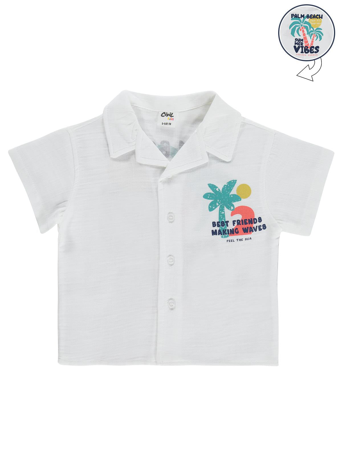 Civil Baby Palmiye Baskılı 6-18 Ay Gömlek - Beyaz