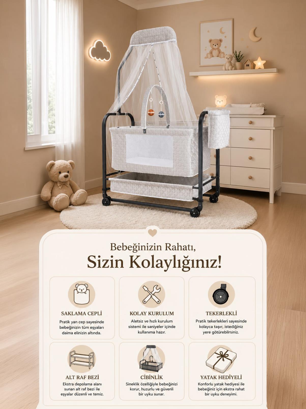 Kujju Prime Anne Yanı Beşik - Siyah