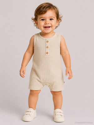Civil Baby Likralı Müslin 6-18 Ay Tulum - Kahverengi