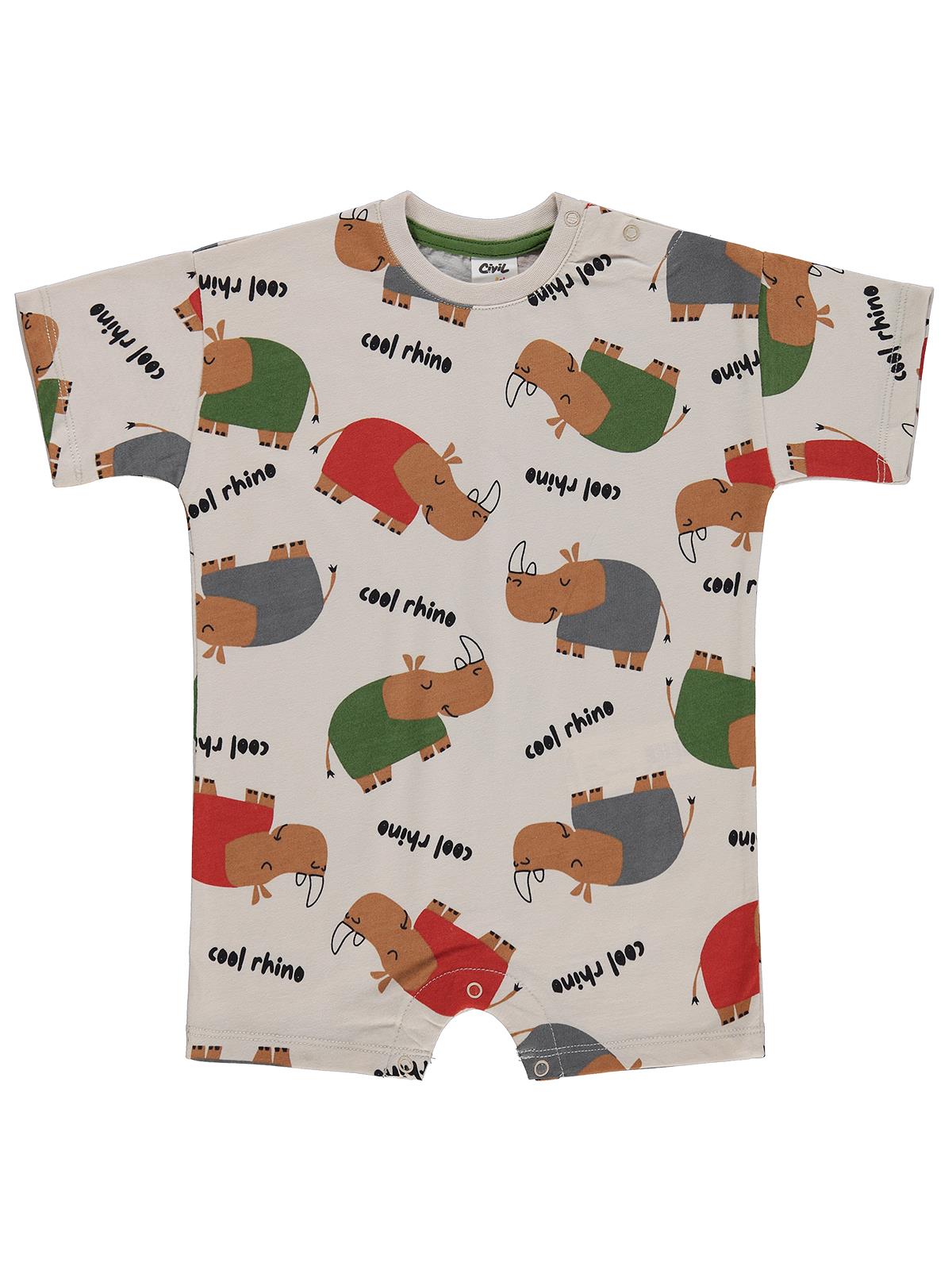 Civil Baby Cool Rhino Baskılı 6-18 Ay Tulum - Bej