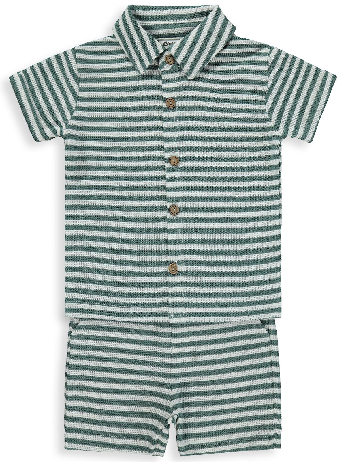 Civil Baby Çizgili 6-18 Ay Takım - Yeşil