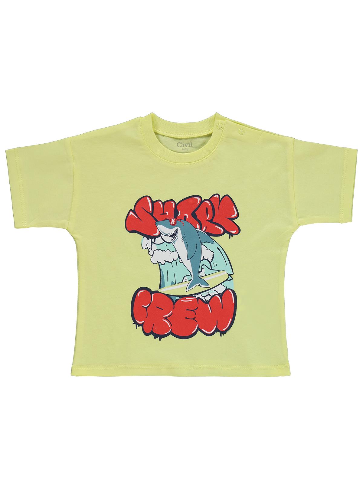 Civil Baby Shark Crew Baskılı 6-18 Ay Takım - Sarı