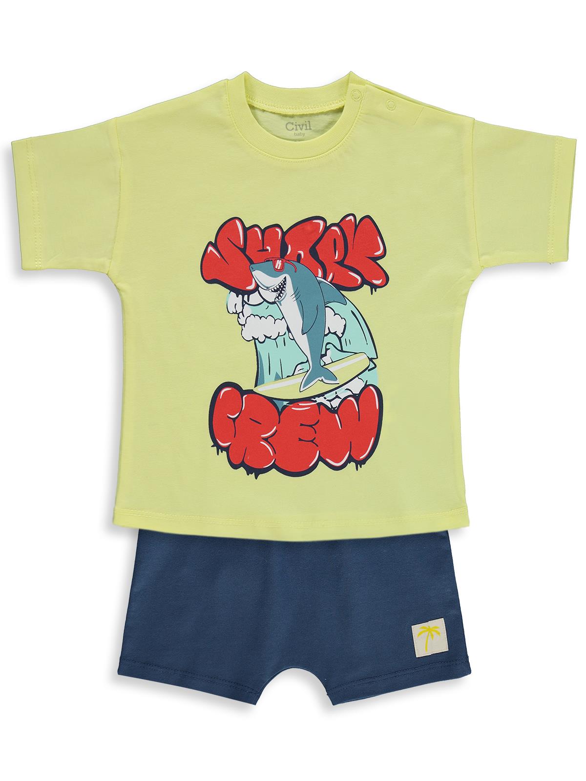 Civil Baby Shark Crew Baskılı 6-18 Ay Takım - Sarı