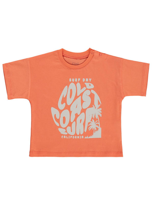 Civil Baby Surf Day Baskılı 6-18 Ay Tişört - Kırmızı