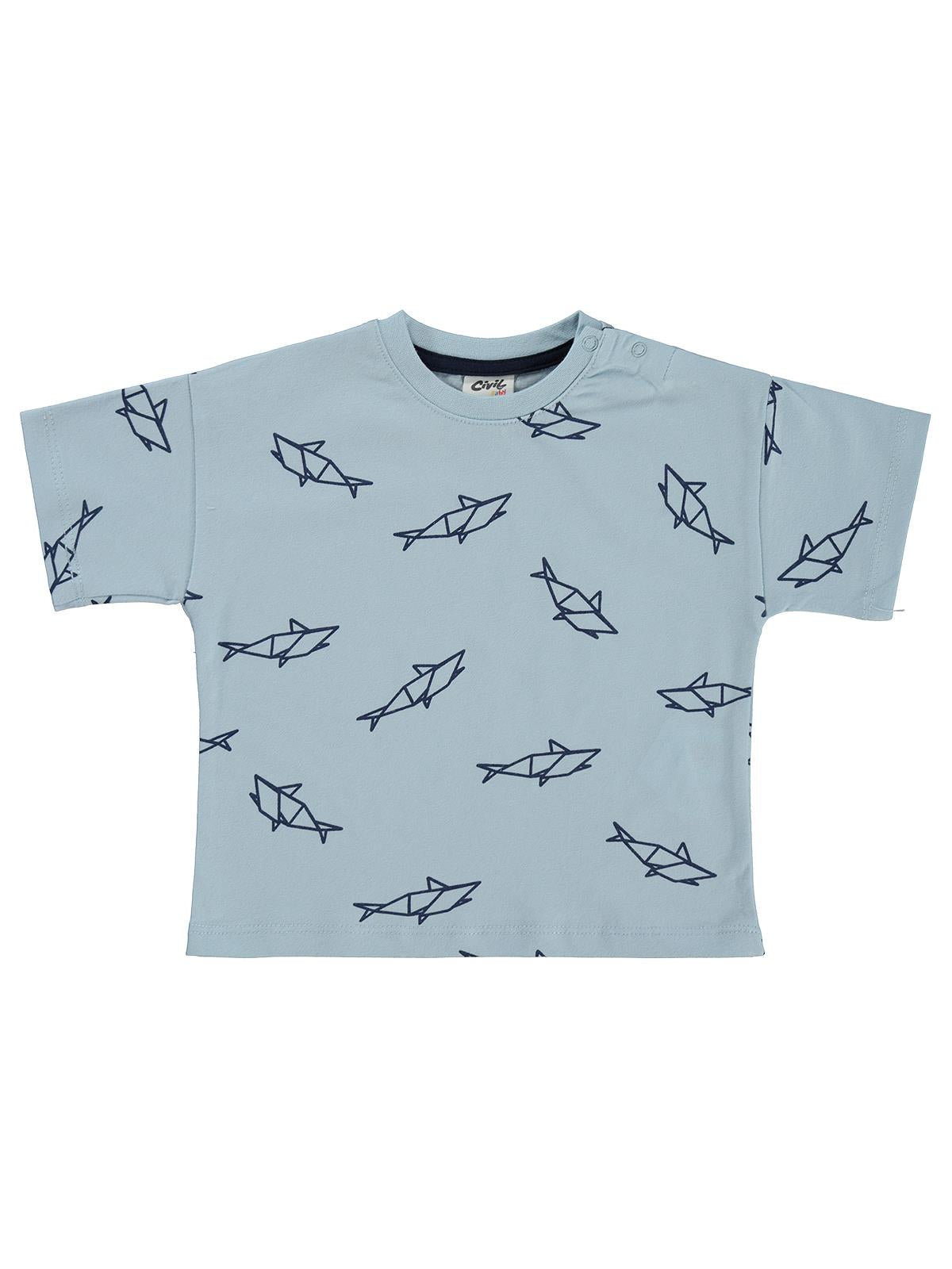 Civil Baby Köpek Balığı Empirme 6-18 Ay Tişört - Mavi