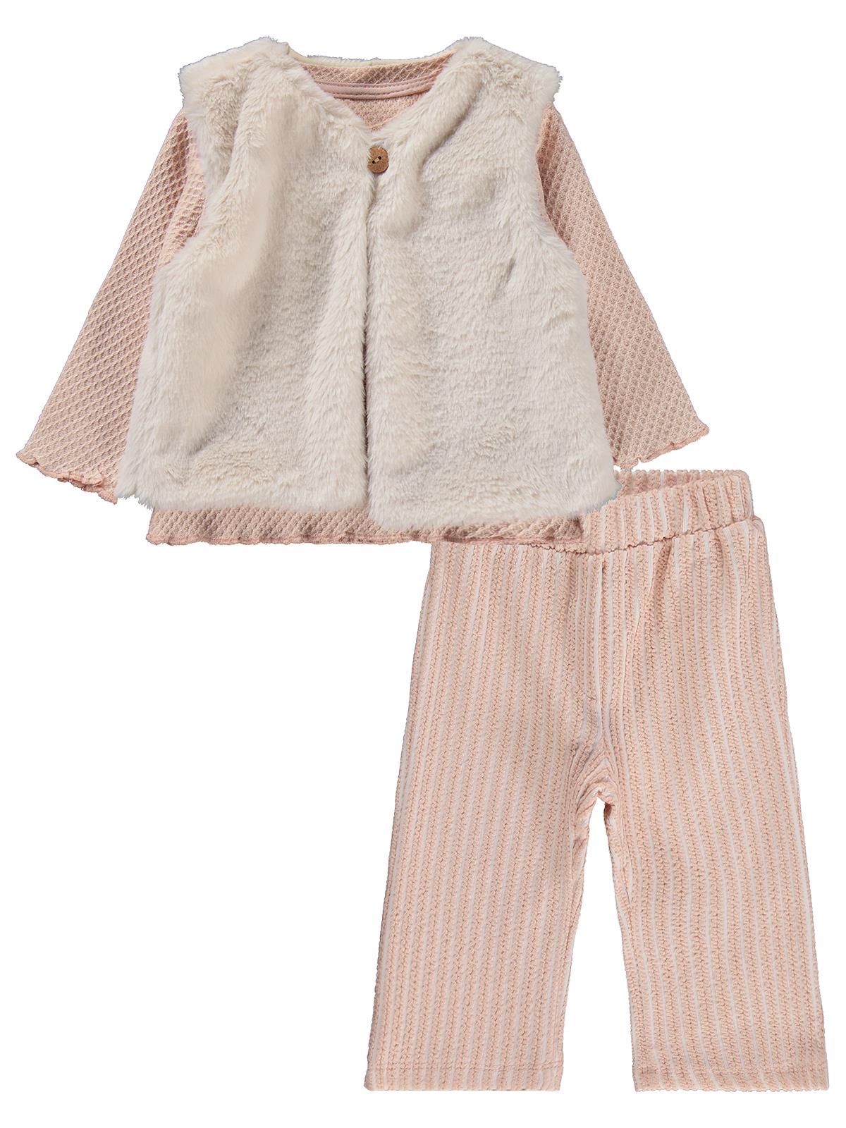Civil Baby Yelekli 6-18 Ay Takım - Pudra