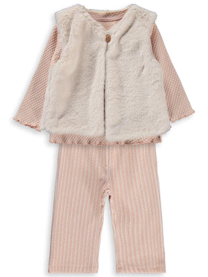 Civil Baby Yelekli 6-18 Ay Takım - Pudra