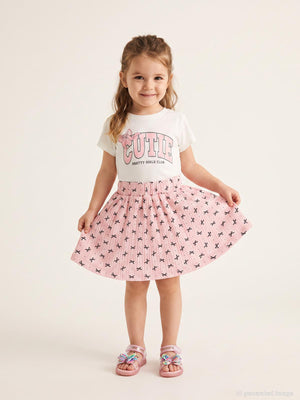 Civil Girls Fiyonk Desenli 2-5 Yaş Etek - Pembe