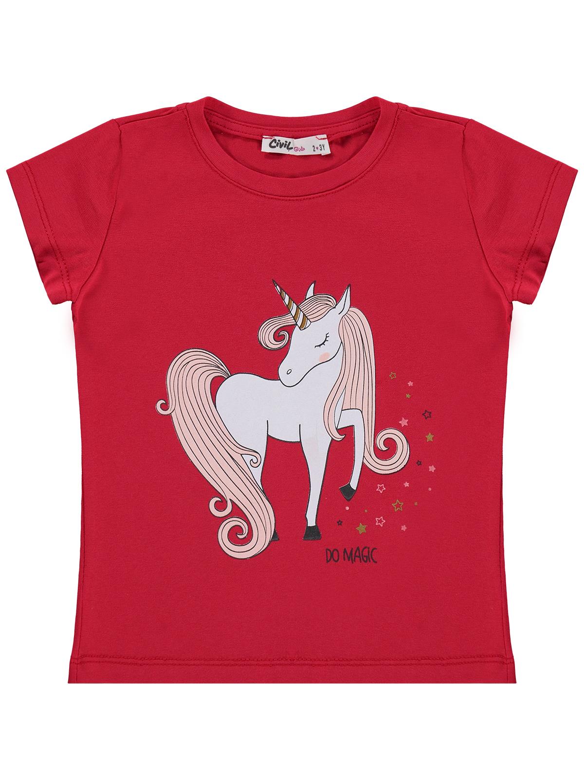 Civil Girls Unicorn Baskılı 2-5 Yaş Tişört  - Siyah