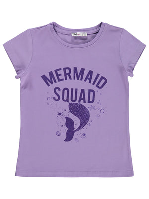 Civil Girls Mermaid Baskılı 6-9 Yaş Tişört  - Lila