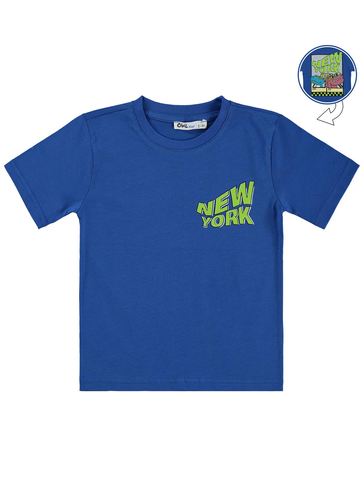 Civil Boys Newyork Baskılı 2-5 Yaş Tişört - Mavi