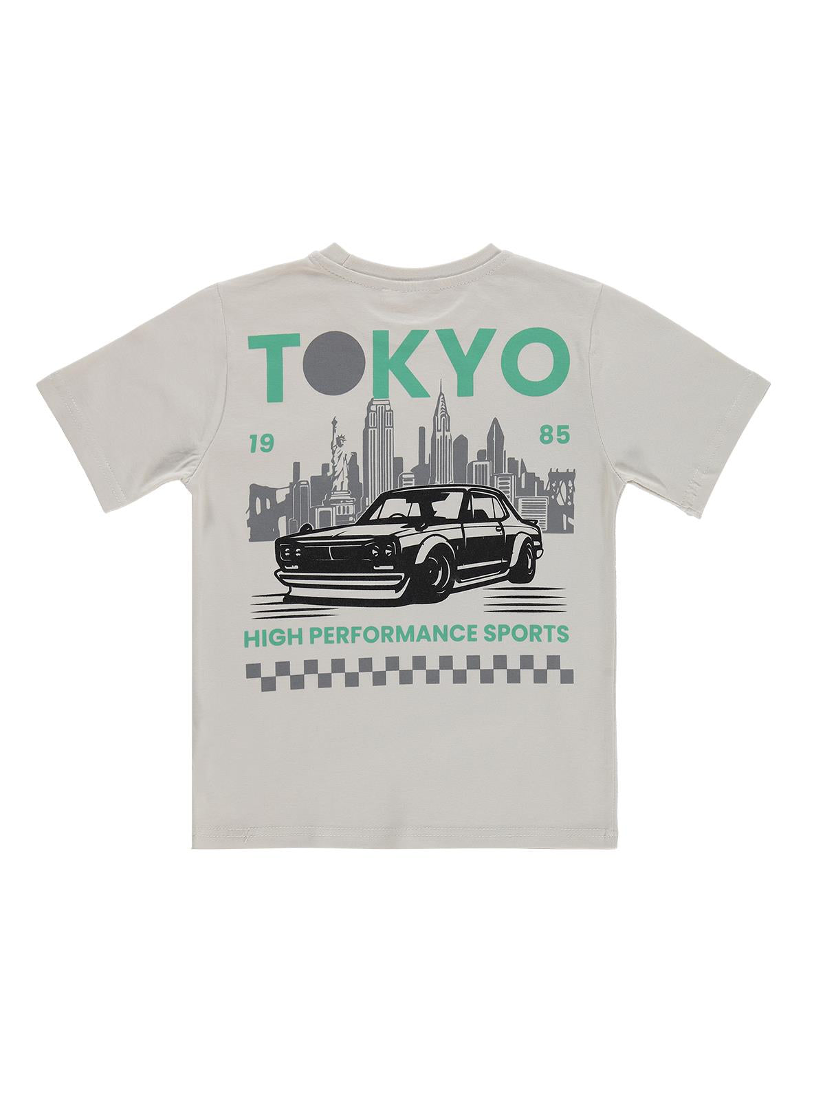 Civil Boys Tokyo Baskılı 6-9 Yaş Tişört - Koyu Taş Rengi