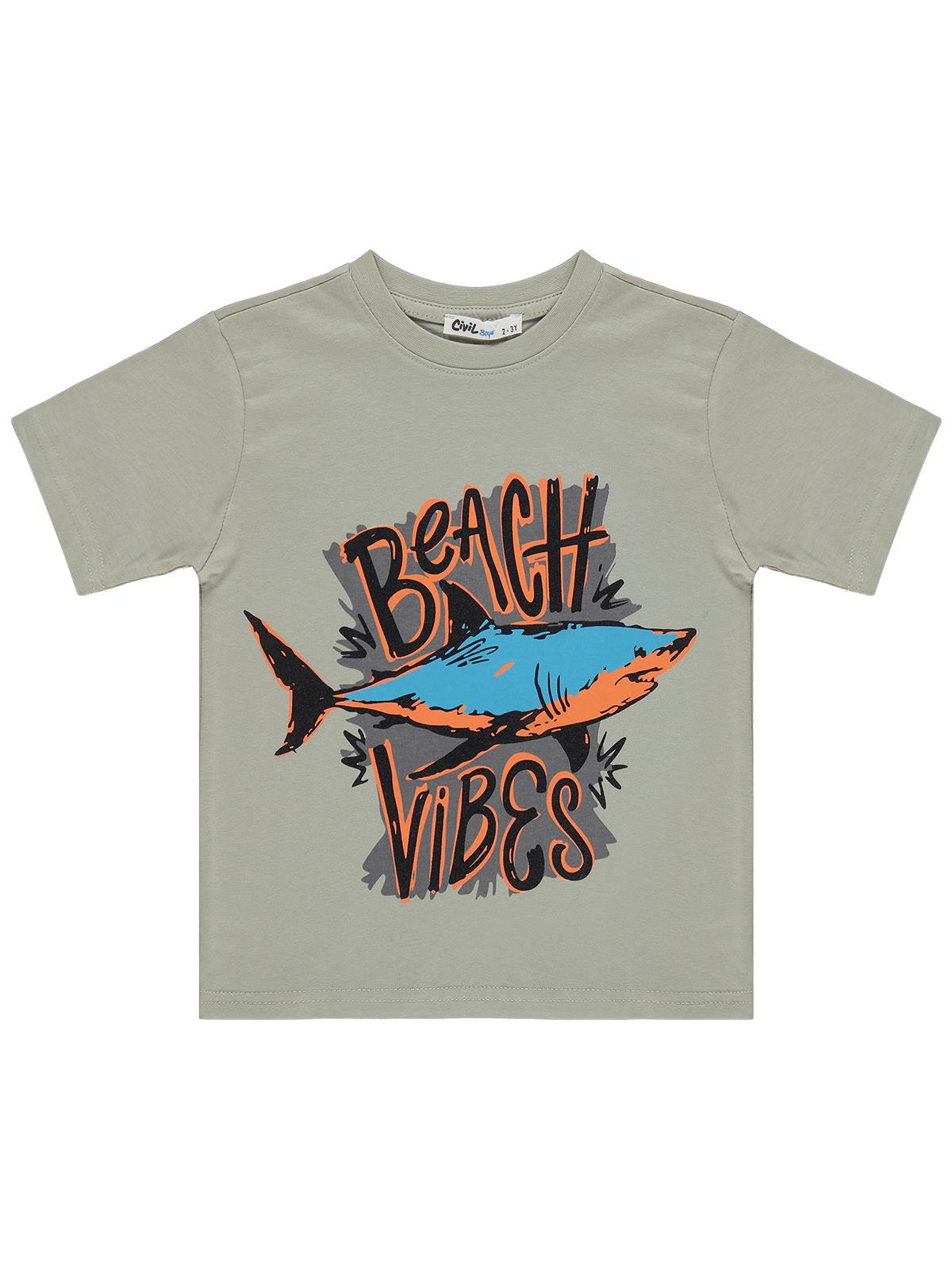 Civil Boys BEACH VIBES Baskılı 2-5 Yaş Tişört - Gri