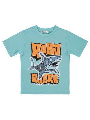 Civil Boys Robo Shark Basklı 2-5 Yaş Tişört - Yeşil