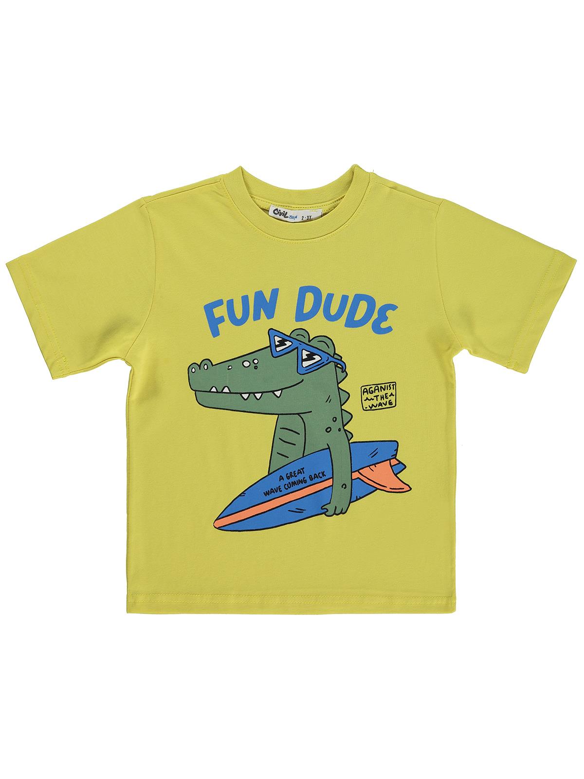 Civil Boys FUN DUDE Baskılı 2-5 Yaş Tişört - Sarı