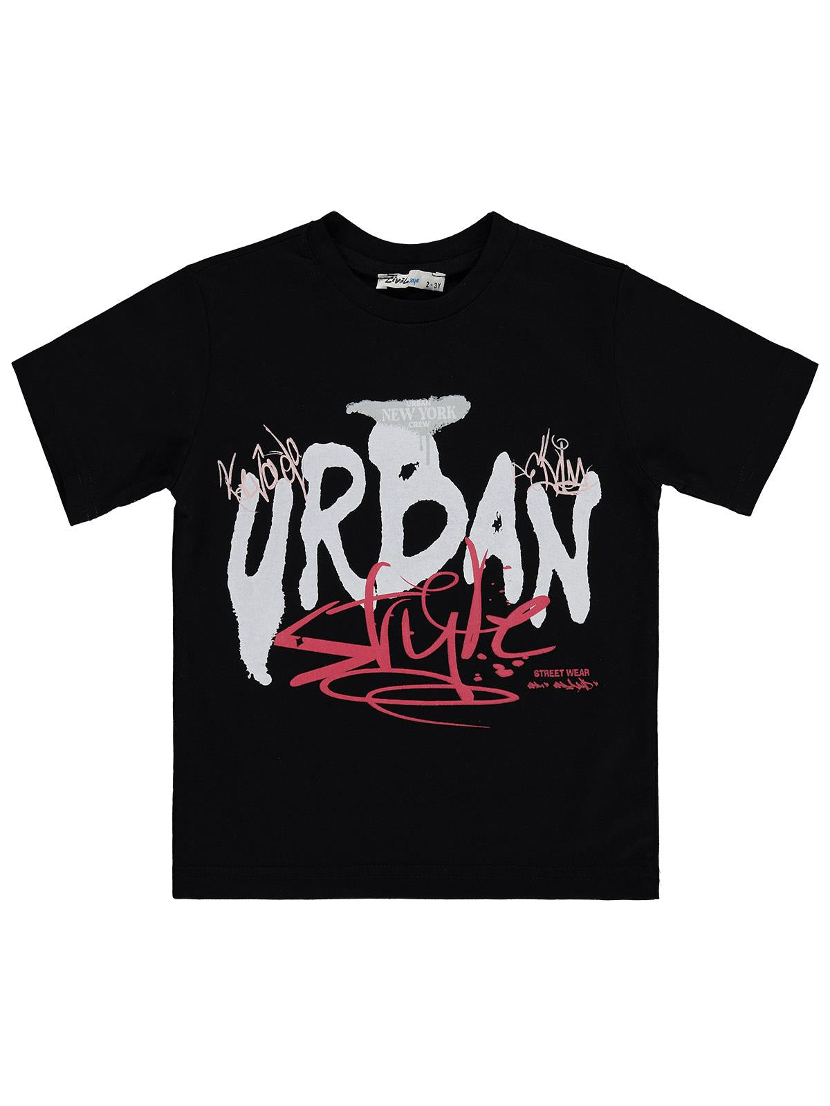 Civil Boys Urban Basklı 2-5 Yaş Tişört - Siyah