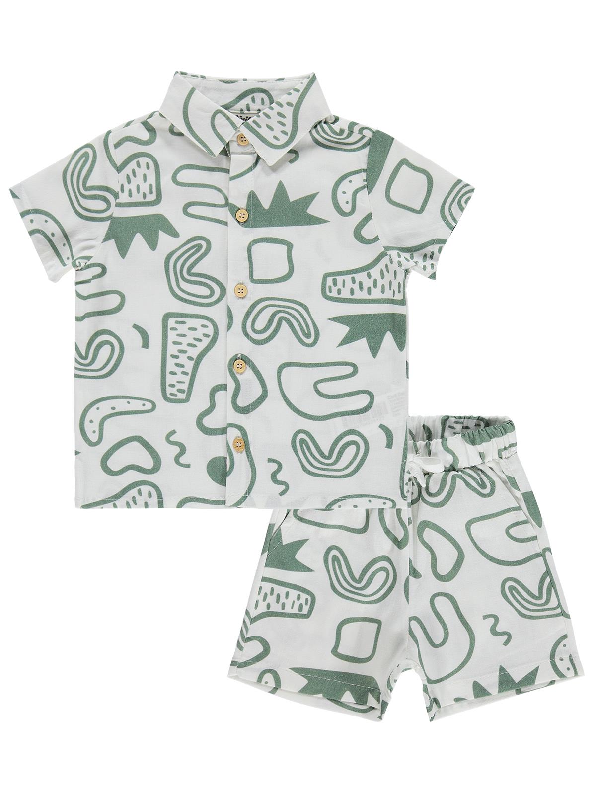 Civil Baby Desen Baskılı 6-18 Ay Takım - Ekru