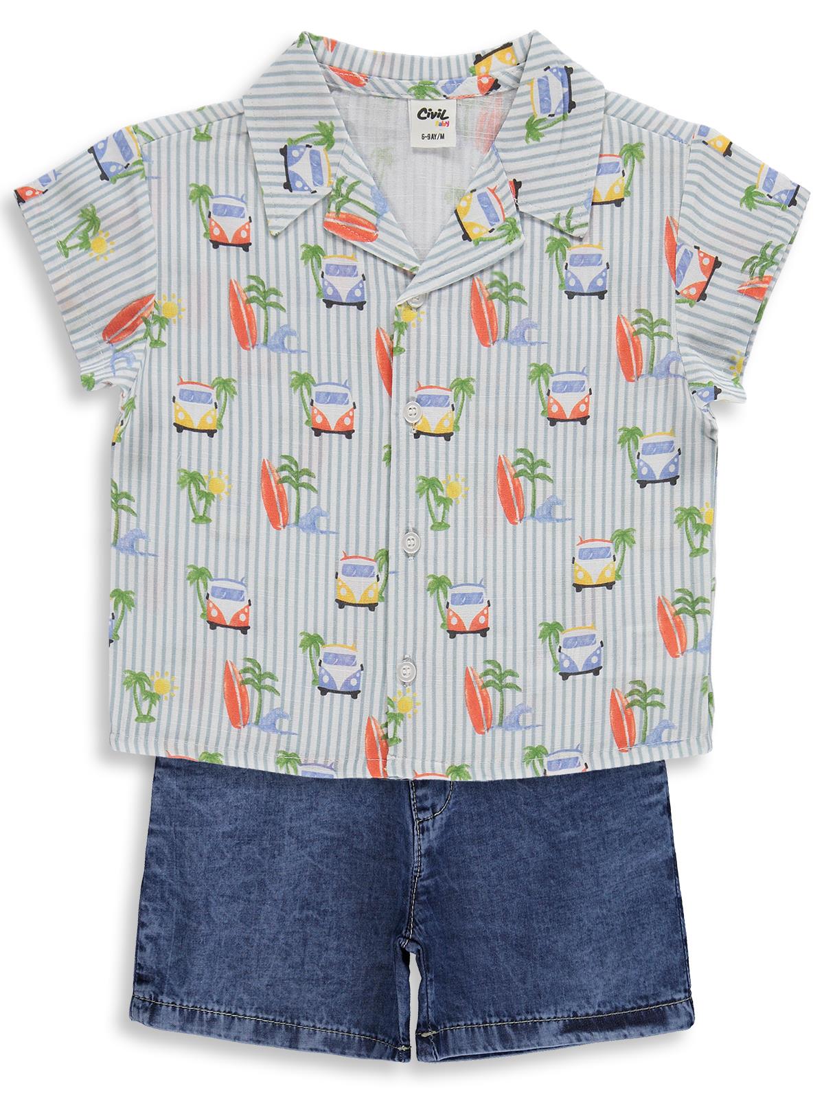 Civil Baby Erkek Bebek Araba Empirme 6-18 Ay Takım - Mavi