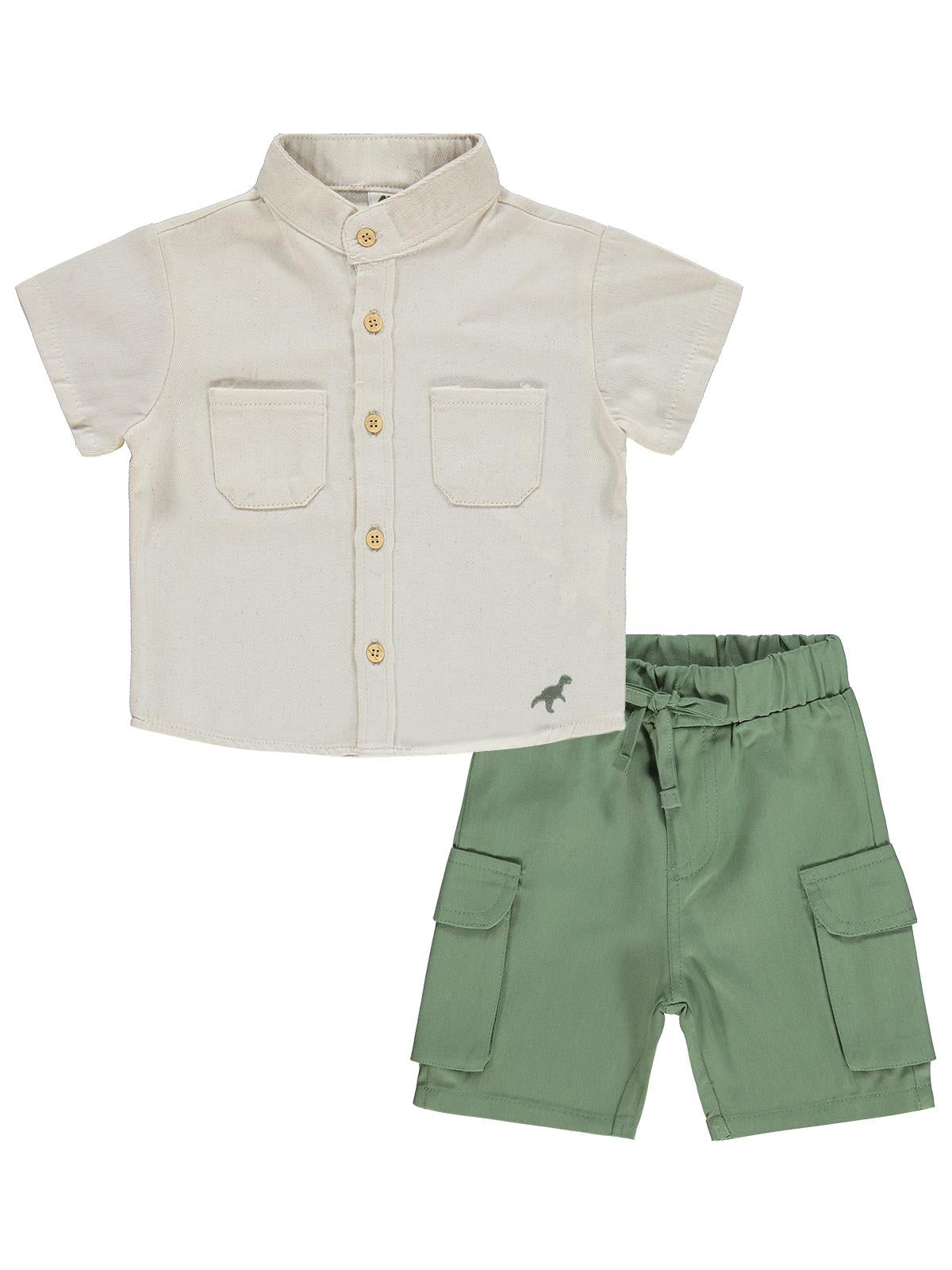 Civil Baby Dinozor Nakışlı 6-18 Ay Takım - Bej