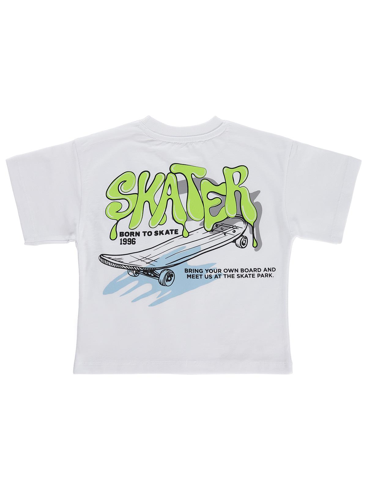 Civil Boys Skater Sırt Baskılı 2-5 Yaş Tişört - Beyaz