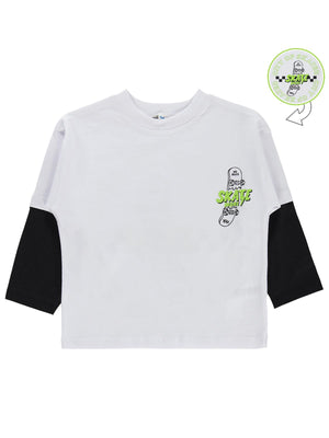 Civil Boys Skate Kay kay Baskılı 2-5 Yaş Sweatshirt - Beyaz