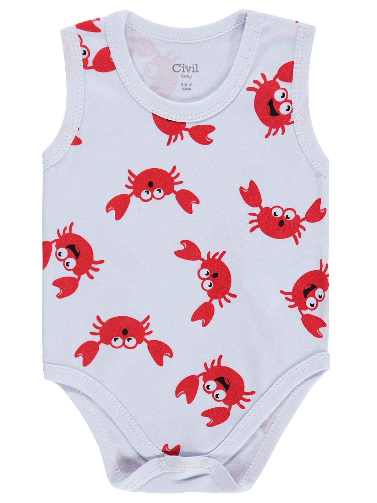 Civil Baby Yengeç Empirme 3-36 Ay Çıtçıtlı Badi - Beyaz