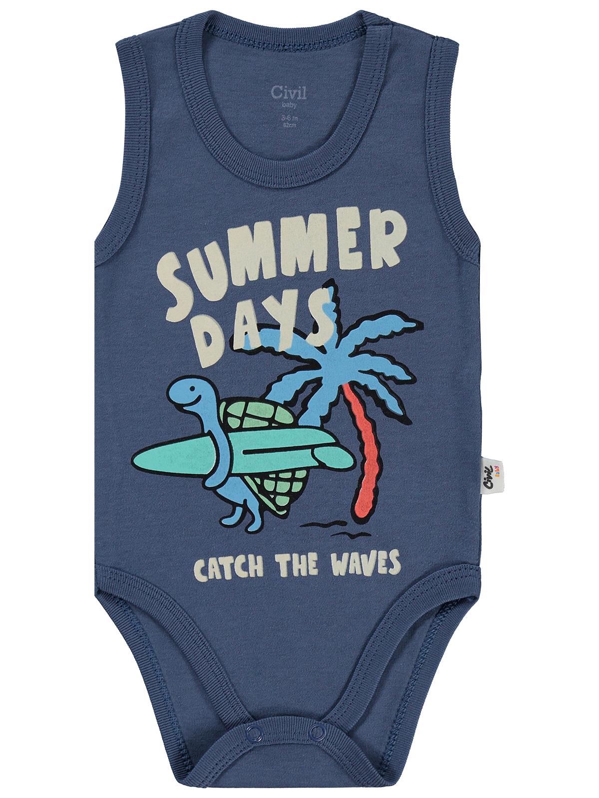 Civil Baby Summer Days Baskılı 3-36 Ay Çıtçıtlı Badi - Mavi