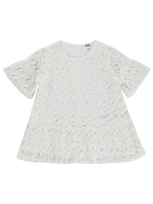 Civil Baby Dantel Çiçek Desenli 6-18 Ay Elbise - Ekru