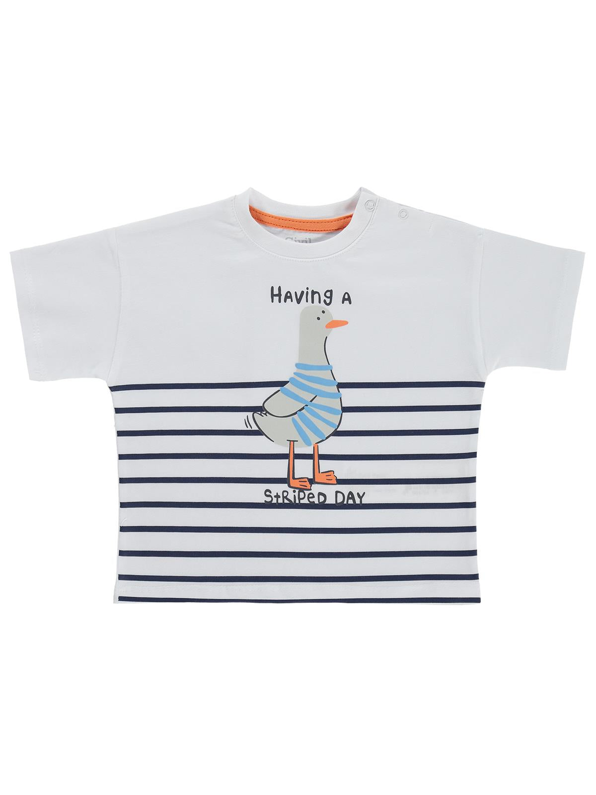 Civil Baby Martı Baskılı 3-12 Ay Tişört - Beyaz