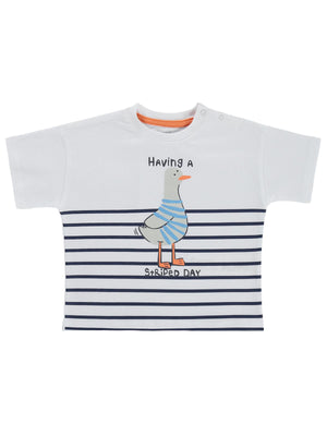 Civil Baby Martı Baskılı 3-12 Ay Tişört - Beyaz
