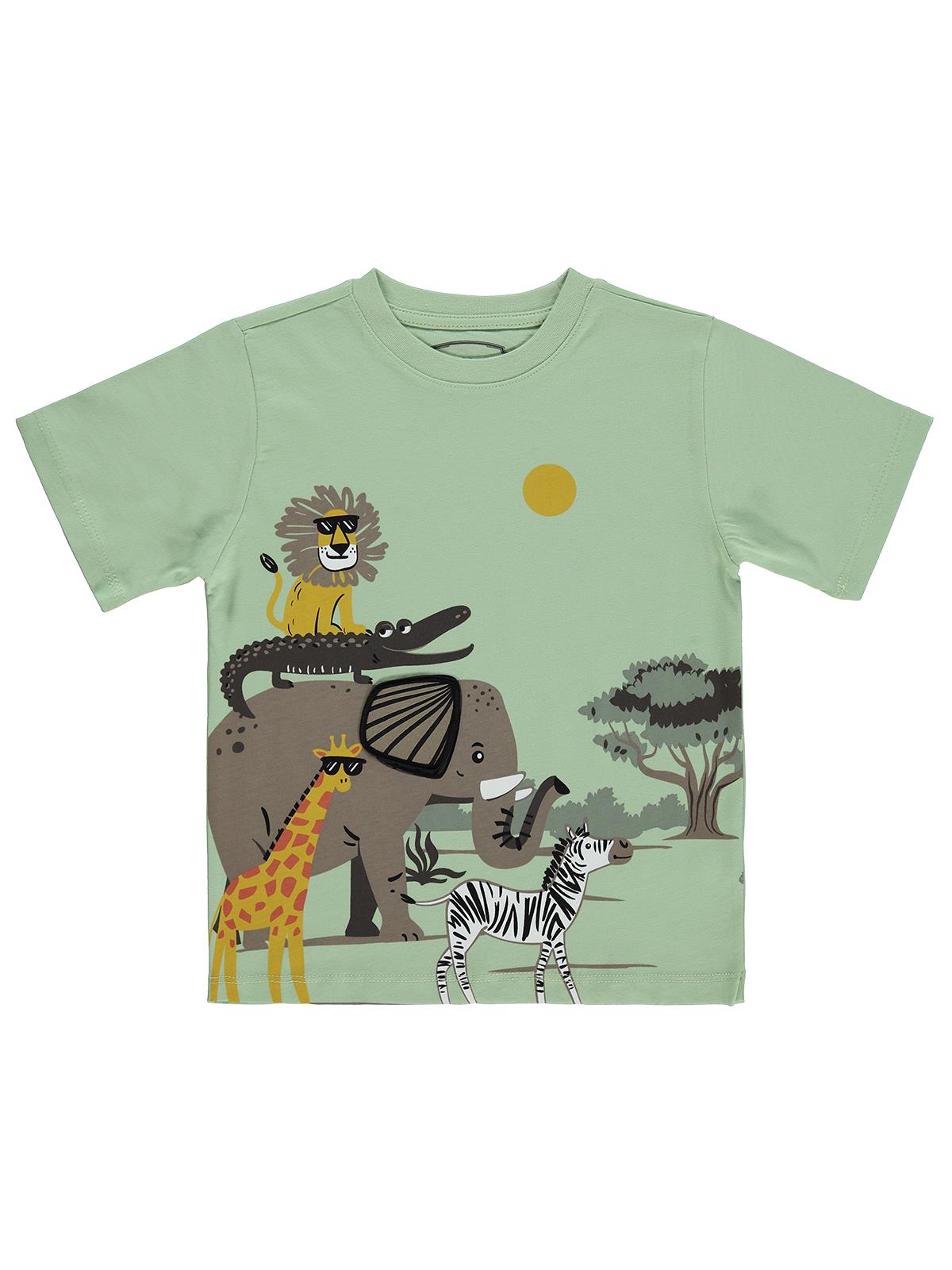 Civil Boys Safari Hayvanlar Baskılı 2-5 Yaş Tişört - Yeşil