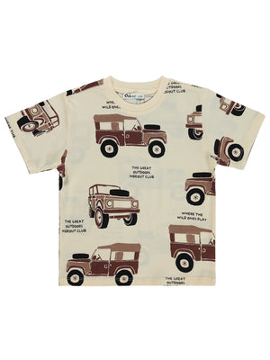 Civil Boys Arabalar Empirme 2-5 Yaş Tişört - Ekru